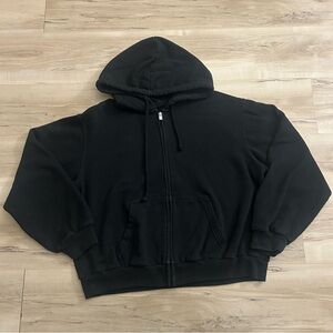 Hollister Black Oversized Zip Up Fleece Hoodie Size Medium